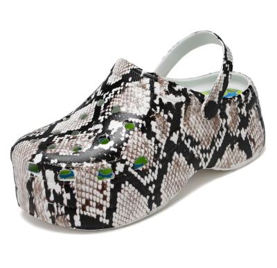 China Wholesale Breathable Tie Dye Python Print Cheetah Platform Lady Slipper Sandal Manufacturer Woman Clogs EVA Hole Shoes Gardening Clogs for sale