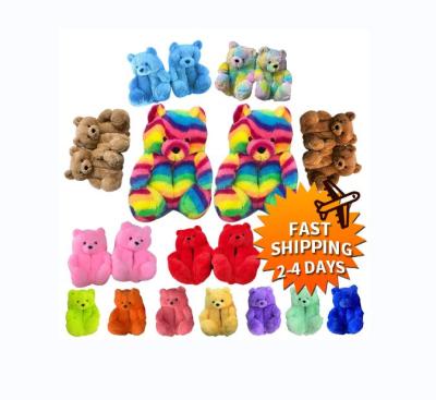 China Wholesale 2021 Fashion Trend Scrambled Mommy and Me Teddy Bear Slippers One Size Fits All Teddy Bear Slippers for Women Girls for sale