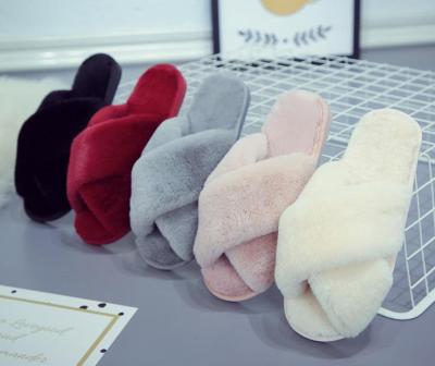 China Winter Fashion Trend Plush Slipper Plush Fur Indoor Women Slippers Bedroom Fur Slippers for sale