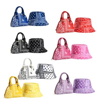 China Designer Women Tote Bandanna Purses Bags Bandanna Bucket Hat Sets for sale