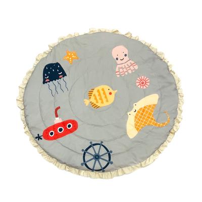 China Soft Toy 100% Organic Cotton Plus-in-One Baby Activity Gym Ball Poke Baby Game Mat Animal Shaped Baby Play Mat Newborn Folding Mat for sale