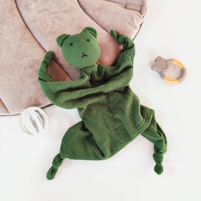 China 100% Sustainable Cotton Muslin Teething Cloth Towel Stuffed Bunny Soothing Toy Baby Security Blanket Comforter for sale