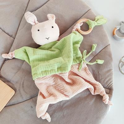 China 100% Organic Viable Toy Baby Comforter Newborn Appease Towel Star Moon Cotton Muslin Safety Blanket for sale