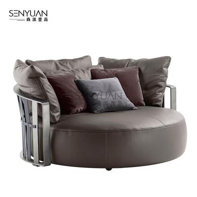 China Poltrona Lady Italian Hot Selling Luxury Leather Single Couch Revolving Furniture For Multiple Living Scenes for sale