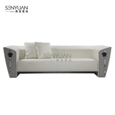 China Italian Luxury Three Seater Straight Tier Storage Light High End Customized Leather Sofa For Villa Living Room for sale