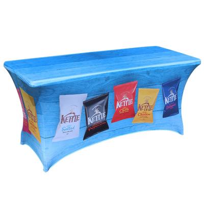 China Promotion Fair Show Event 4ft 6ft 8ft 10ft Fitted Waterproof Custom Spandex Throws Stretch Table Cloths Cover for sale