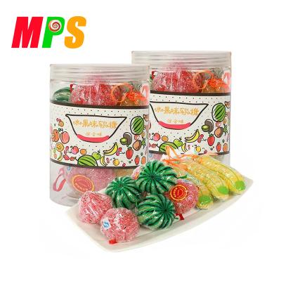 China Natural Soft Watermelon Slice Strawberry Slice Orange Banana Jelly Candy Fruit Gummy Candy for sale