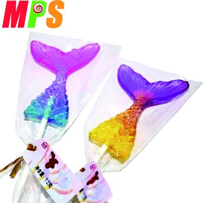 China Full Size Customizable Label Fish Tail Shape Vegan Sugar Free Lollipop for sale