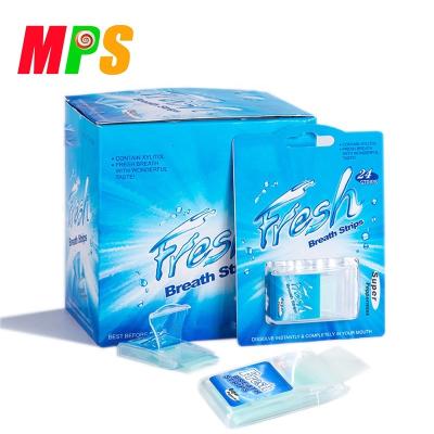 China Natural Customized Fresh Breath Fresh Mint Strips Spearmint Breath Mint Candy Strips for sale