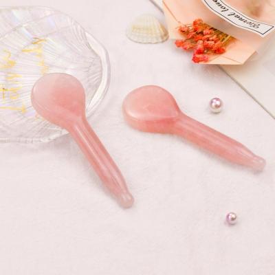 China High Quality Rose Quartz Natural Stone Body Scrapping Massage Spoon Acupuncture GuaSha Tool for sale