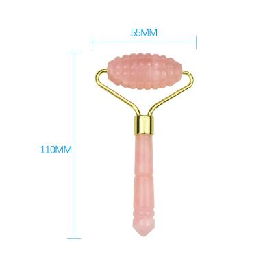 China Amazon Hot Selling Single Pointed Head Facial Roller Whitening Mini Rose Quartz Textured Jade Roller for sale