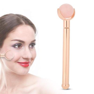 China New Arrival Whitening Rose Quartz Jade Facial Roller Electric Autometic Vibrating Roller For Eye Massage Tool for sale