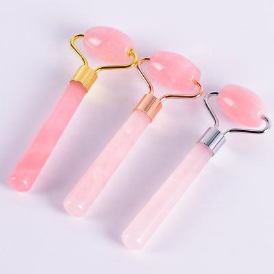 China Dual Rollers / Portable / Cool 100% Natural Single Head Rose Mini Massage Roller Quartz Jade Facial Roller For Face Massage for sale