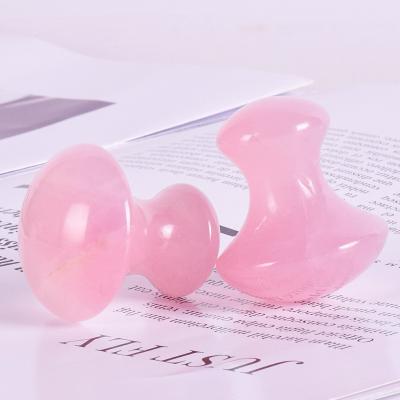 China New Design High Quality Hand Held Rose Quartz Mushroom Gua Sha Massage Tools for sale