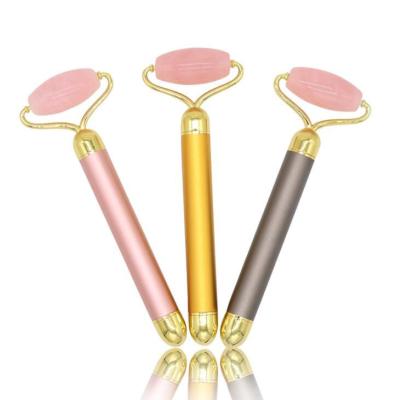 China Amazon Popular Electric Aging Double Rollers Facial Roller Best Jade Face Roller Private Label Rose Quartz Jade Roller Anti for sale