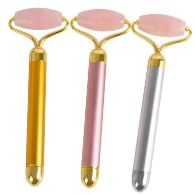 China Convenient Double Rollers Electric Jade Massage Instrument Rose Quartz Massage for sale