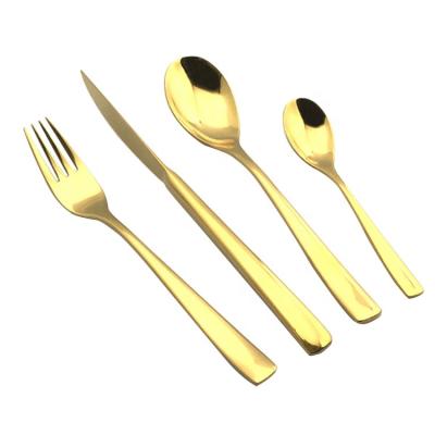 China Full Stainless Steel Cutlery Set Sustainable Luxury Golden Knife Spoon Fork for sale