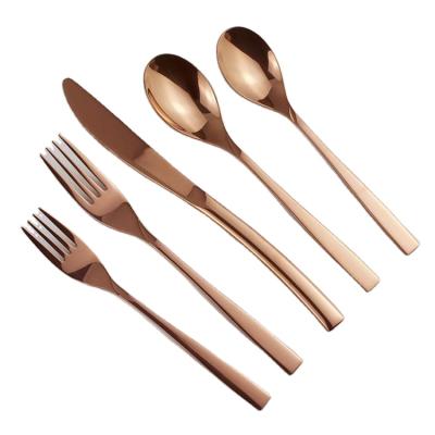 China Dishwasher Safe Titanium Stainless Steel PVD Coating Rose Gold Cutlery Copper Flatware Set Sustainable for sale