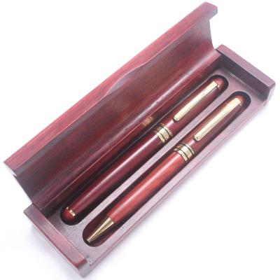 China Handmade Natural Mahogany Wooden Clamshell Pen Box Pen Box Can Be Customized Logo Christmas Gift Pen Box Mahogany Set for sale