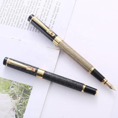 China Creative High-end Pen Business Metal Fountain Pen Tap Pen Bronze Vintage Custom Advertising Gift for sale