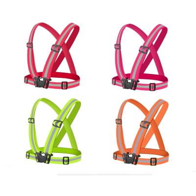 China Water Proof China Supply Hi Vis Safety Elastic Adjustable Cross Traffic Use Road Warning Reflective Vest Belt Straps Gear Security Vest for sale