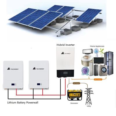 China Home Use 5kw Solar Power System Solar Power System Kit Solar System 5k Hybrid Grid for sale