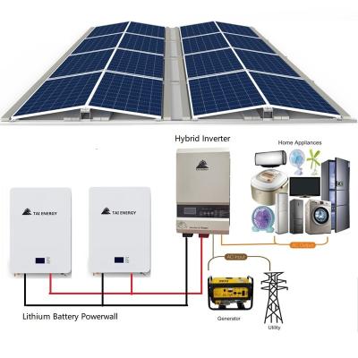 China Tai Energy 48V lithium battery powerwall solar panel home system for home 10kw solar power system for sale