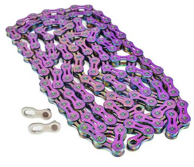 China 9 Speed ​​Rainbow Mountain Road Bike Chain 9 Speed ​​Wholesale High Quality Color Plated Color Plated Bicycle Variable Speed ​​Hallow Chain for sale