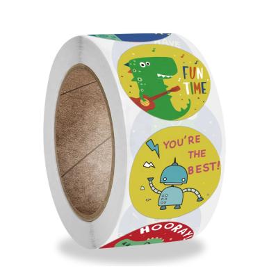 China Scratch Off Round Thank You Encouragement Stickers Pack Aesthetic Cute Cartoon Die Cut Kids Reward Labels for sale