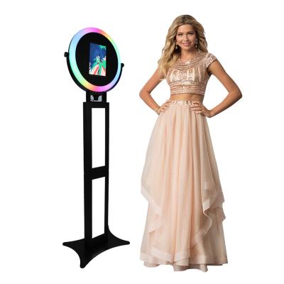 China New Party Design iPad Photo Booth Printer Machine Selfie Stand iPad Photo Booth With Light Ring for sale