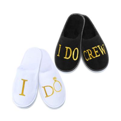 China Fashion Trend UG Disposable Cotton Embroidery Slipper For Wedding Hotels Bathroom Spa Luxury Flat Sandals Wedding Slipper for sale