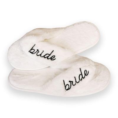 China Casual UG OEM Disposable Wedding Slippers Bridesmaid Flip Flop Soft Cotton Luxury Velour Slipper For Wedding for sale