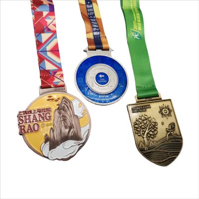 China Custom Winner China Medals Champions Polish Gold Metallic Sports Sports Medal Ribbons Cheap Trophies And League Medals for sale