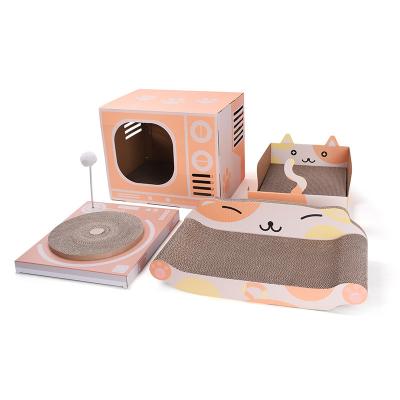 China Sustainable Custom Pet Toys Cat Scratcher Box Corrugated Cardboard Pad Scratch Board For Cats for sale