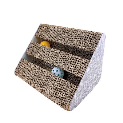 China Viable Pets Cat Scratcher Cardboard Removable Cat Work Area With Ball for sale