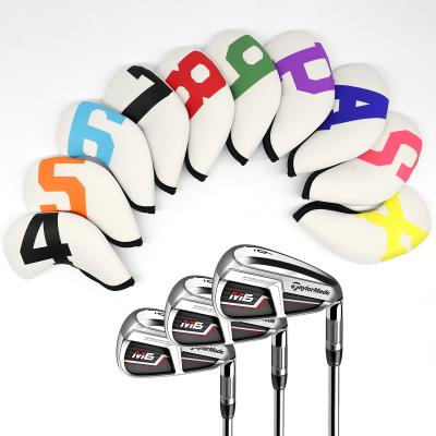 China Neoprene Factory Price Golf Iron Head Covers 10pcs/set Neoprene White Golf Club Iron Headcovers Colorful Iron Covers for sale