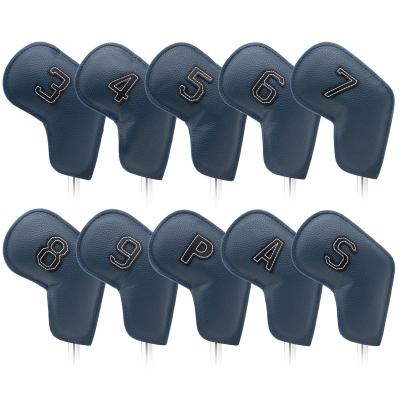 China Protect Head Amazon Golf Club Hot Sale Golf Iron Head Covers 10pcs/set Mesh Embroidered Golf Club Iron Headcover for sale