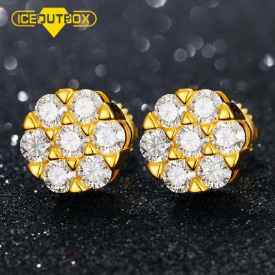 China Hiphop Moissanite Earrings Hip Hop Jewelry White Gold Iced Out Round Shape Luxury Jewelry for sale