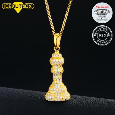 China Hiphop Wholesale 925 Silver Moissanite Jewelry Custom Made Moissanite Necklace Hip Hop Iced Out Chess Pendant for sale