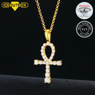 China Hiphop Moissanite Sterling Miami Hip Hop Men Women's Diamond Shinning Pendant Ankel Cross Rhinestone Pendant for sale