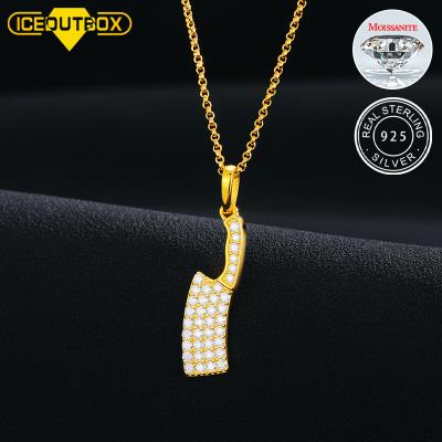 China Luxury Custom Hip Hop Hip Hop Pendant Iced Out Moissanite 10K 14k 18k Gold Plated Knife Pendant Necklace for sale