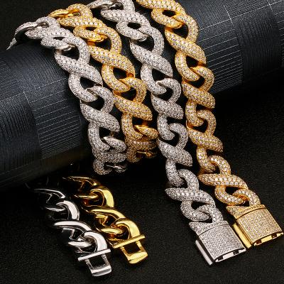 China New S925 16mm Hiphop Fork Cuban Link Chain Choker Iced Out Necklace For Men Fashion Jewelry for sale