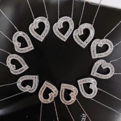 China Hot Selling 925 Sterling Silver Luxury Heart Pendant Necklace 925 Silver Pendant Necklace Women Jewelry for sale