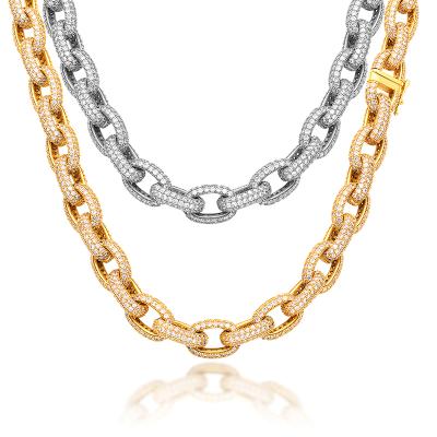 China Iced Out Necklace 18K Gold Plated Cuban Chain Long Chains BlingBling CZ Jewelry Necklace For Men Jewelry for sale