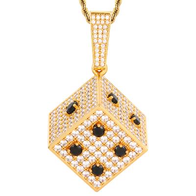 China White Stone Golg Necklace Pendant Rose Gold Plated Pendant CZ Gold Hiphop Hip Hop Square Dies Pendant for sale