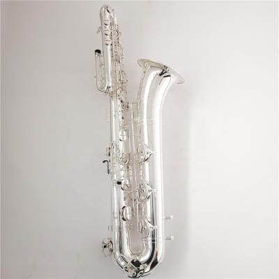 China Silver Plated Silver Plated Professional Bass Saxophone With A# Bass Key for sale