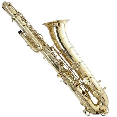 China Professional gold lacquer bass saxophone for sale