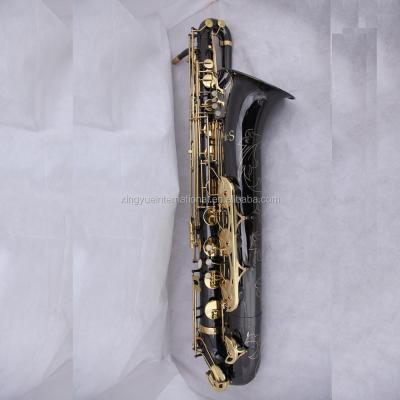 China Black Lacquer Black Keys Gold Body Nickel Baritone Saxophone Wind Musical Instruments for sale