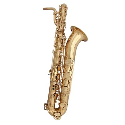 China Gold Lacquer Low One Tone Professional Baritone Saxophone EB Saxophone With Case for sale