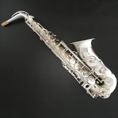 China Matt Silver Matte Silver Surface Professional Model Alto Saxophone for sale